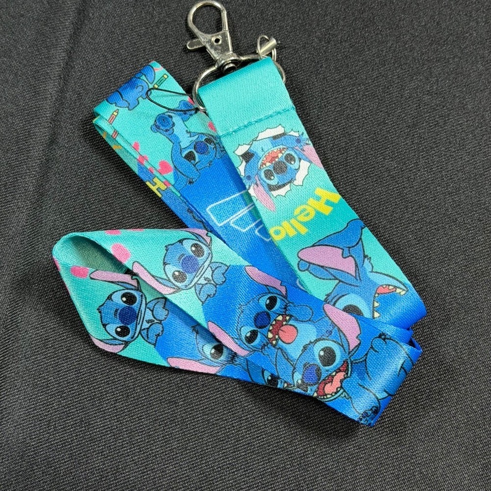 Disney Lilo and Stitch Lanyard Keychain Blue Teal ID Badge Holder